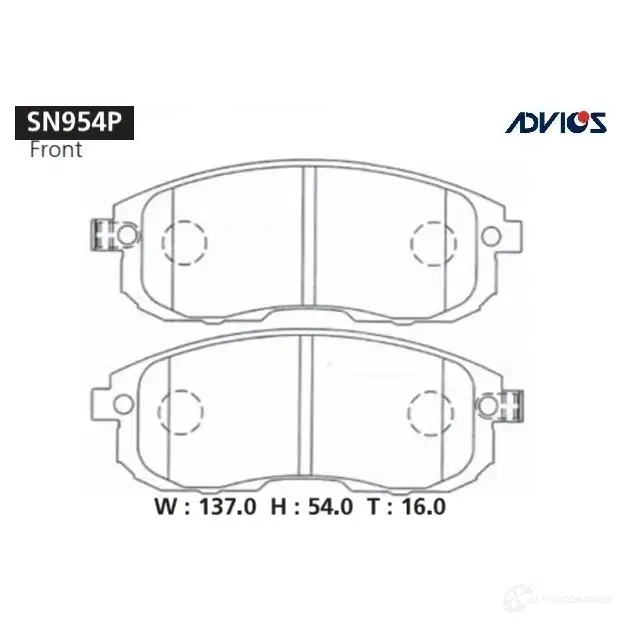 Тормозные колодки дисковые, комплект ADVICS SN954P IYYRC 6 1420567774 изображение 0
