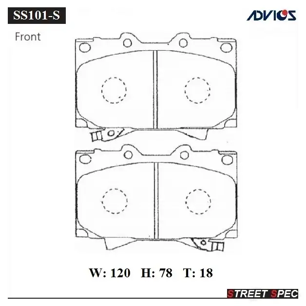 Тормозные колодки дисковые, комплект ADVICS SS101-S 2SH US 1424461162 изображение 0