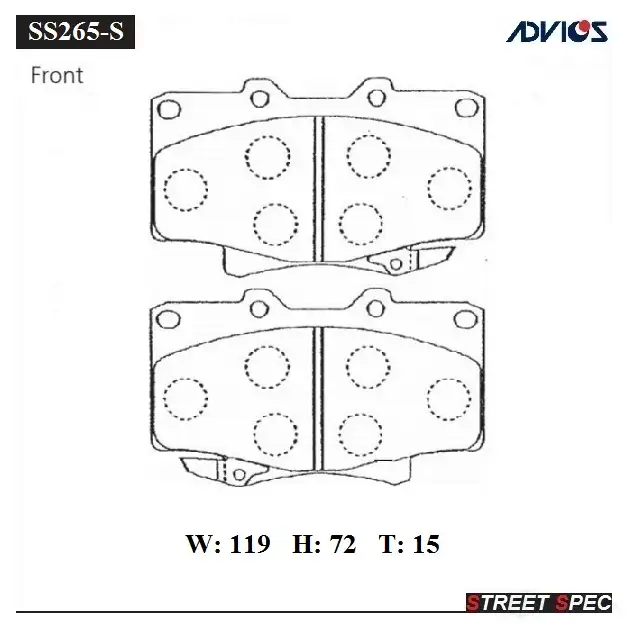 Тормозные колодки дисковые, комплект ADVICS SS265-S 5F 2T7 1424461191 изображение 0