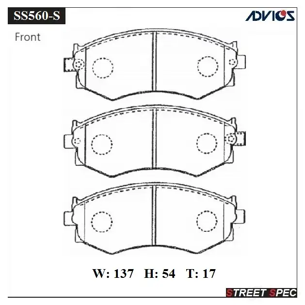 Тормозные колодки дисковые, комплект ADVICS 1420569259 SS560-S J 98YN изображение 0