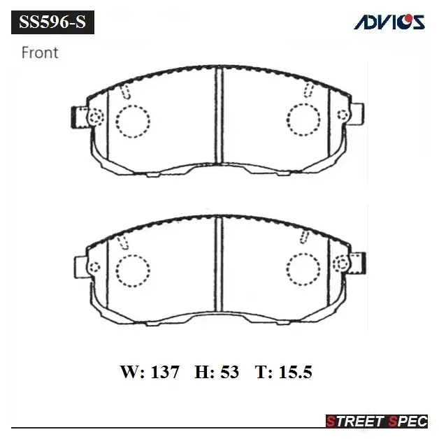 Тормозные колодки дисковые, комплект ADVICS 1420569262 SS596-S OK 4727