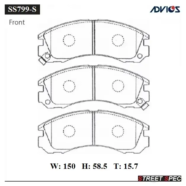Тормозные колодки дисковые, комплект ADVICS SS799-S 1420569268 B 1F135S