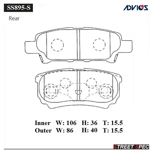 Тормозные колодки дисковые, комплект ADVICS SS895-S 1420570176 QF3UZ A изображение 0
