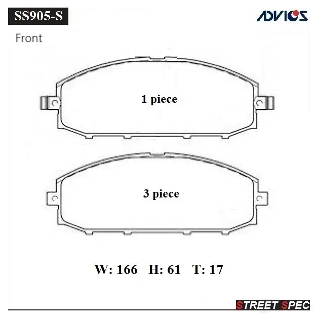 Тормозные колодки дисковые, комплект ADVICS 09I A3 1424461287 SS905-S изображение 0