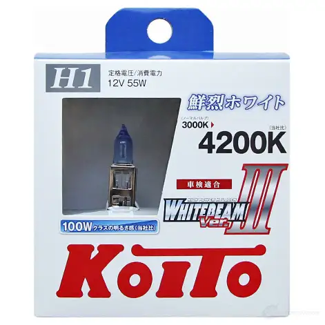 Лампа высокотемпературная whitebeam h1 12v 55w (100w) 4200k (комплект 2 шт.) KOITO CYYG XC 1420567892 P0751W изображение 0