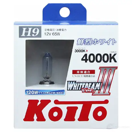 Лампа высокотемпературная whitebeam h9 12v 65w (120w) 4000k (комплект 2 шт.) KOITO C WTX15Z 1420568198 P0759W изображение 0