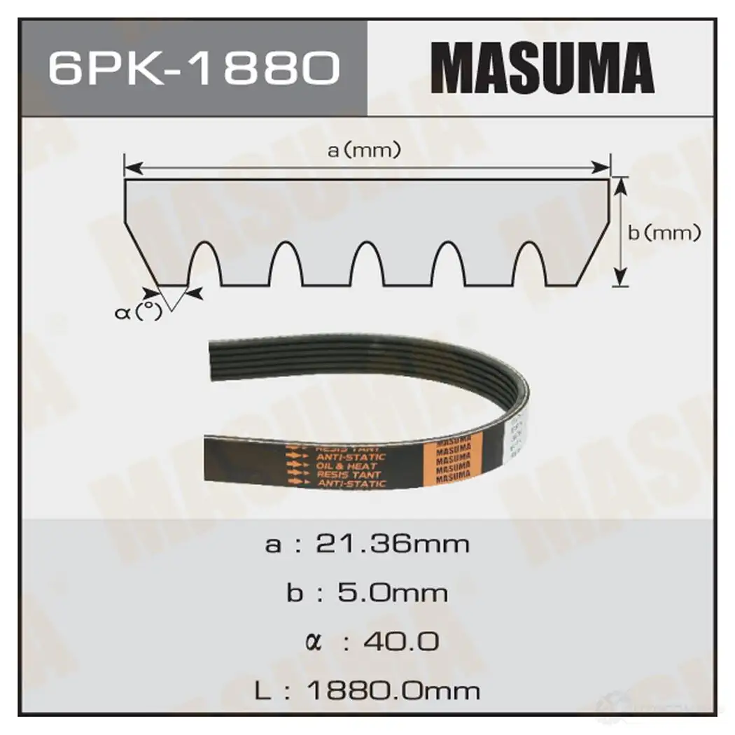 Ремень привода навесного оборудования MASUMA 6PK-1880 AAOQ0 I3 1422885387 изображение 0