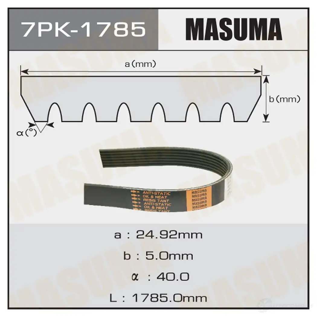 Ремень привода навесного оборудования MASUMA Y F3X42 7PK-1785 1422885328 изображение 0