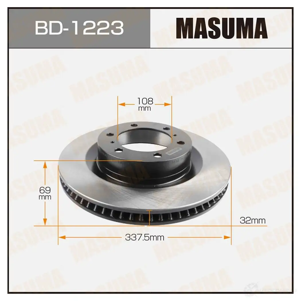 Диск тормозной MASUMA 1422879551 UXV9 1 BD-1223 изображение 0