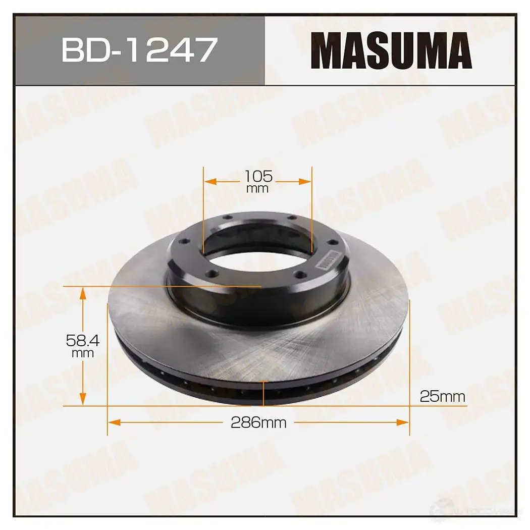 Диск тормозной MASUMA 1422879575 BD-1247 2T9M9 R изображение 0