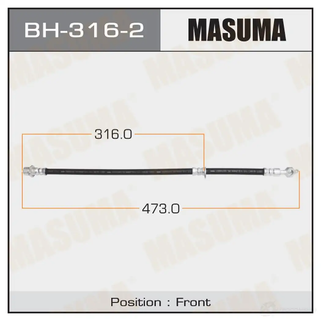 Шланг тормозной MASUMA 1422880147 9XAN HY0 BH-316-2 изображение 0