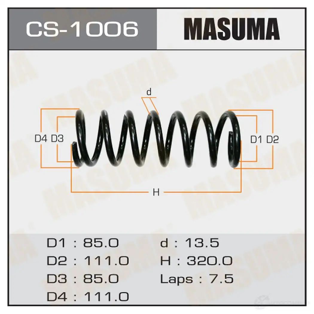 Пружина подвески MASUMA 1422878904 CS-1006 XLHJ D