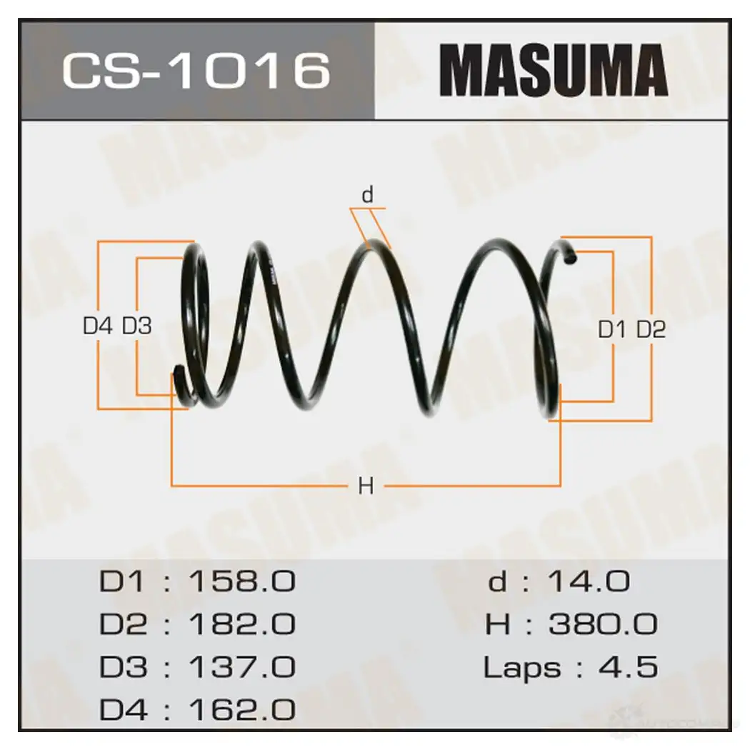 Пружина подвески MASUMA CS-1016 EM8 SG 1422881425 изображение 0