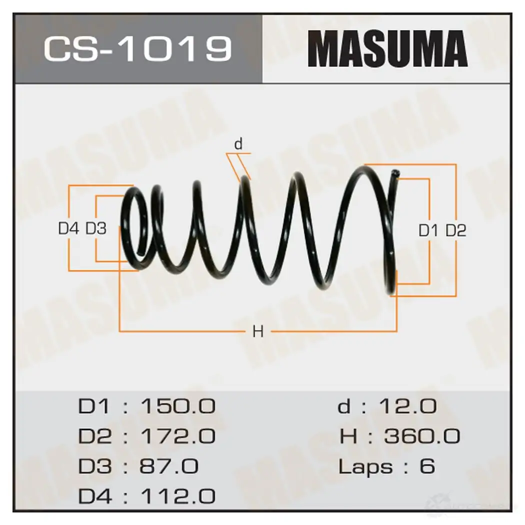 Пружина подвески MASUMA 0CZEL M 1422881532 CS-1019 изображение 0