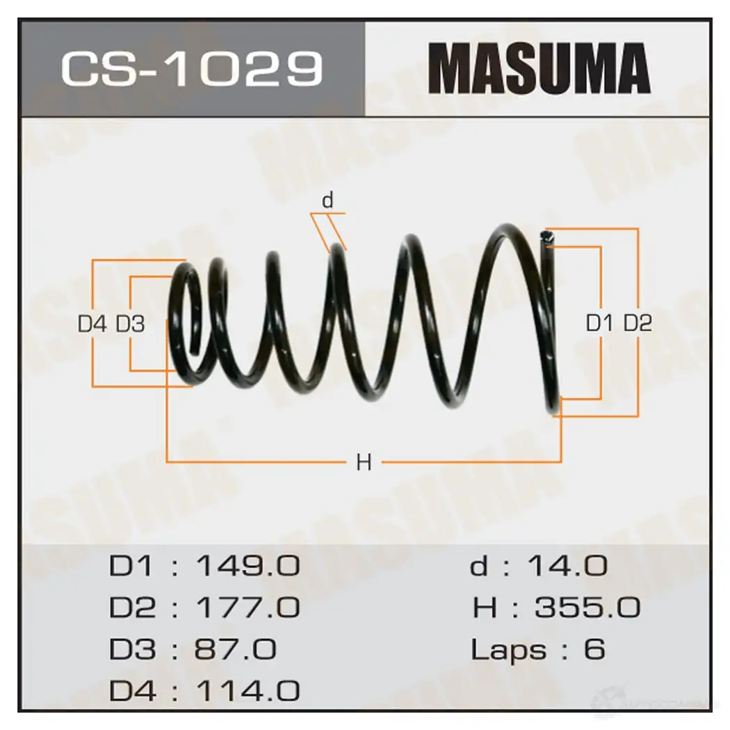 Пружина подвески MASUMA 1422881417 QX4W F CS-1029 изображение 0