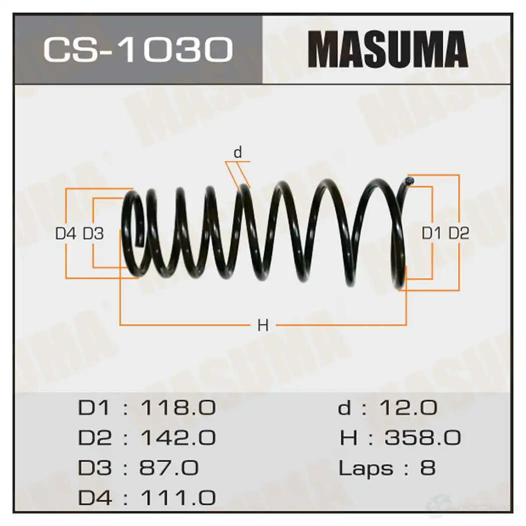 Пружина подвески MASUMA 1422881396 8HA3 P7 CS-1030