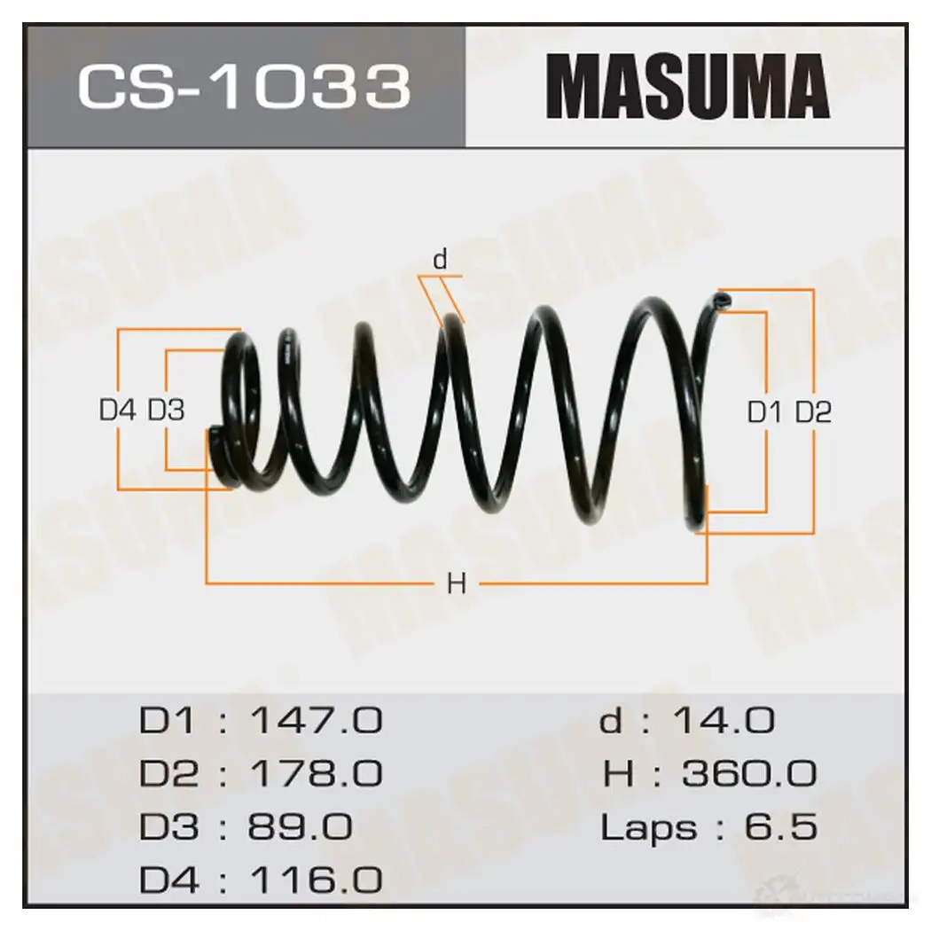 Пружина подвески MASUMA 1422881394 MK DKN CS-1033 изображение 0
