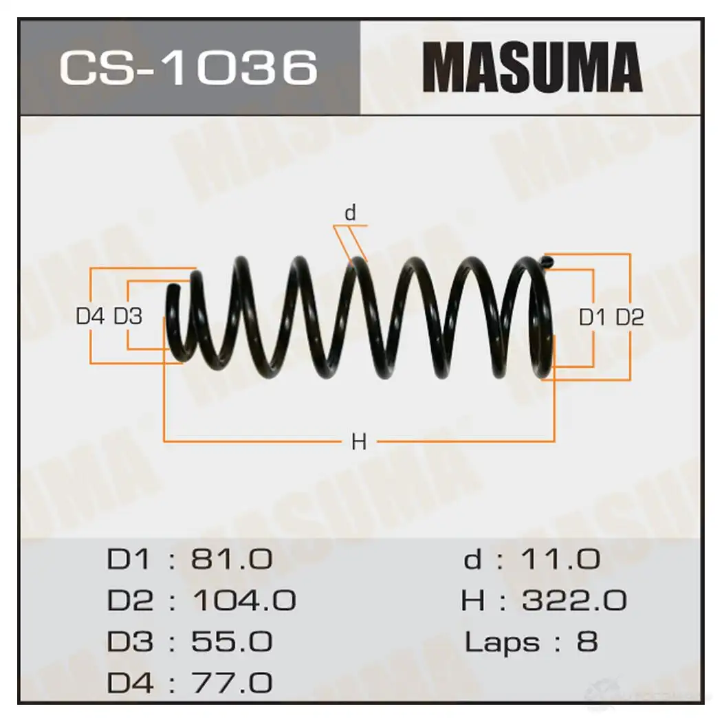 Пружина подвески MASUMA B 9WN3S CS-1036 1422881414 изображение 0