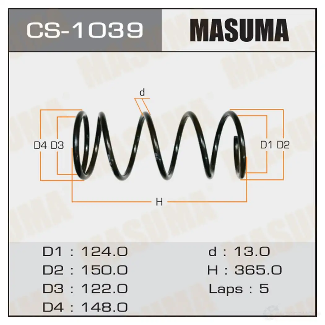 Пружина подвески MASUMA E7 SI9XJ 1422881491 CS-1039 изображение 0