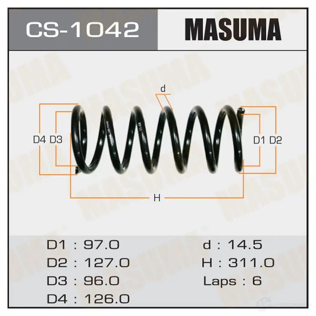 Пружина подвески MASUMA 12O5 1 CS-1042 1422881489 изображение 0