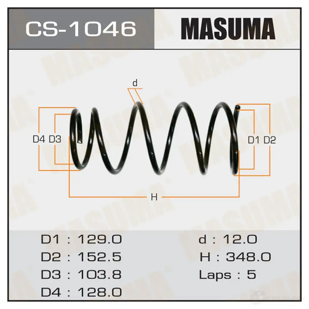 Пружина подвески MASUMA 1422881410 CS-1046 L5UTC 2B изображение 0