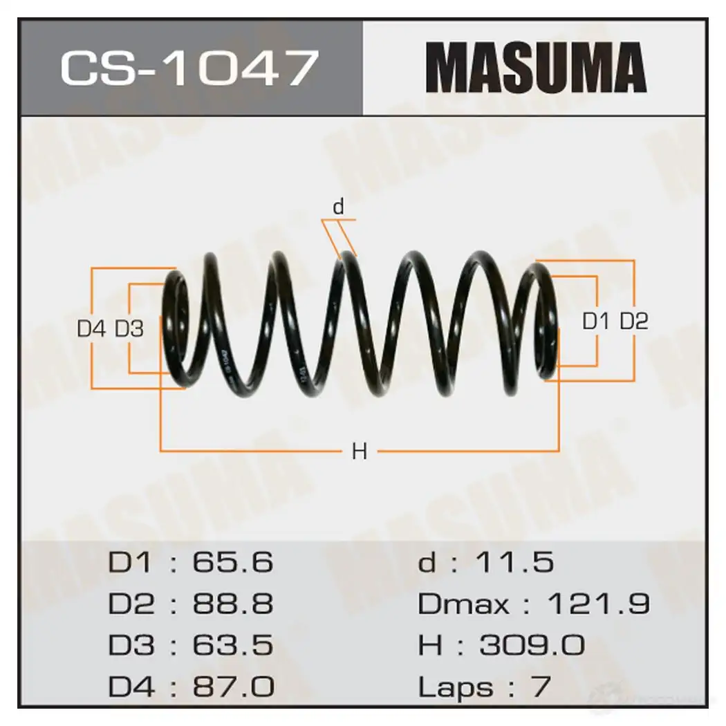 Пружина подвески MASUMA CS-1047 1422881409 T1YFB8 1 изображение 0