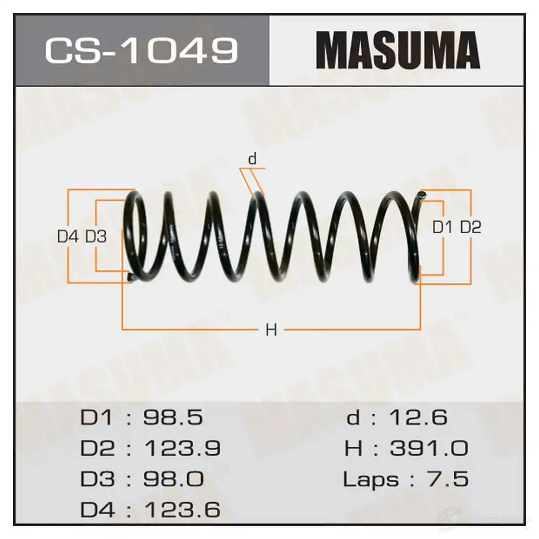 Пружина подвески MASUMA CS-1049 9KN GX 1422881484 изображение 0