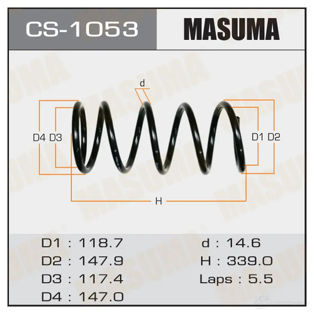 Пружина подвески MASUMA 1422881481 CS-1053 Z PGRPV изображение 0