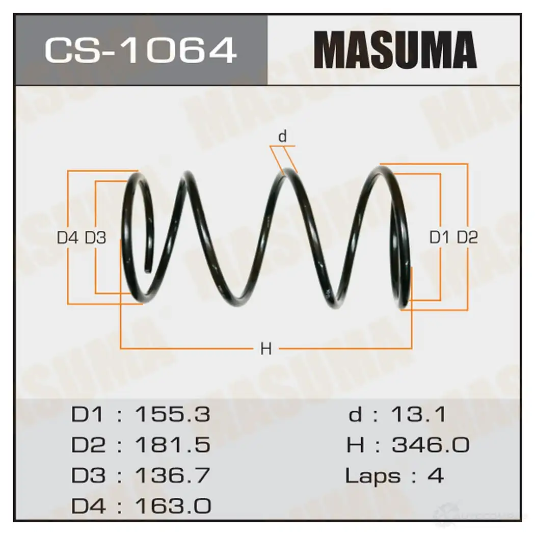 Пружина подвески MASUMA 1422881511 P K744D CS-1064 изображение 0