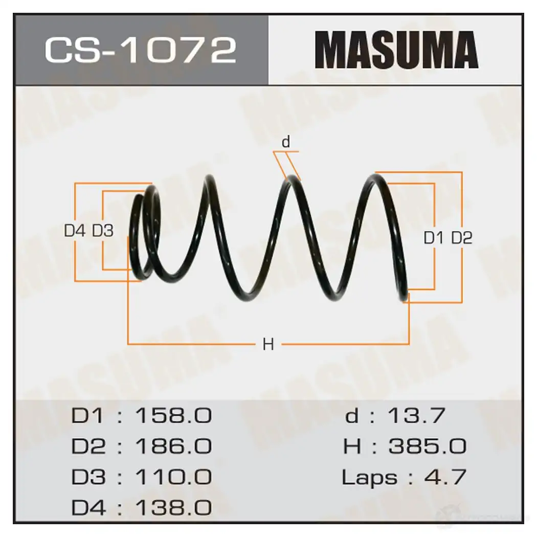Пружина подвески MASUMA CS-1072 1422881402 J1P2 HP изображение 0