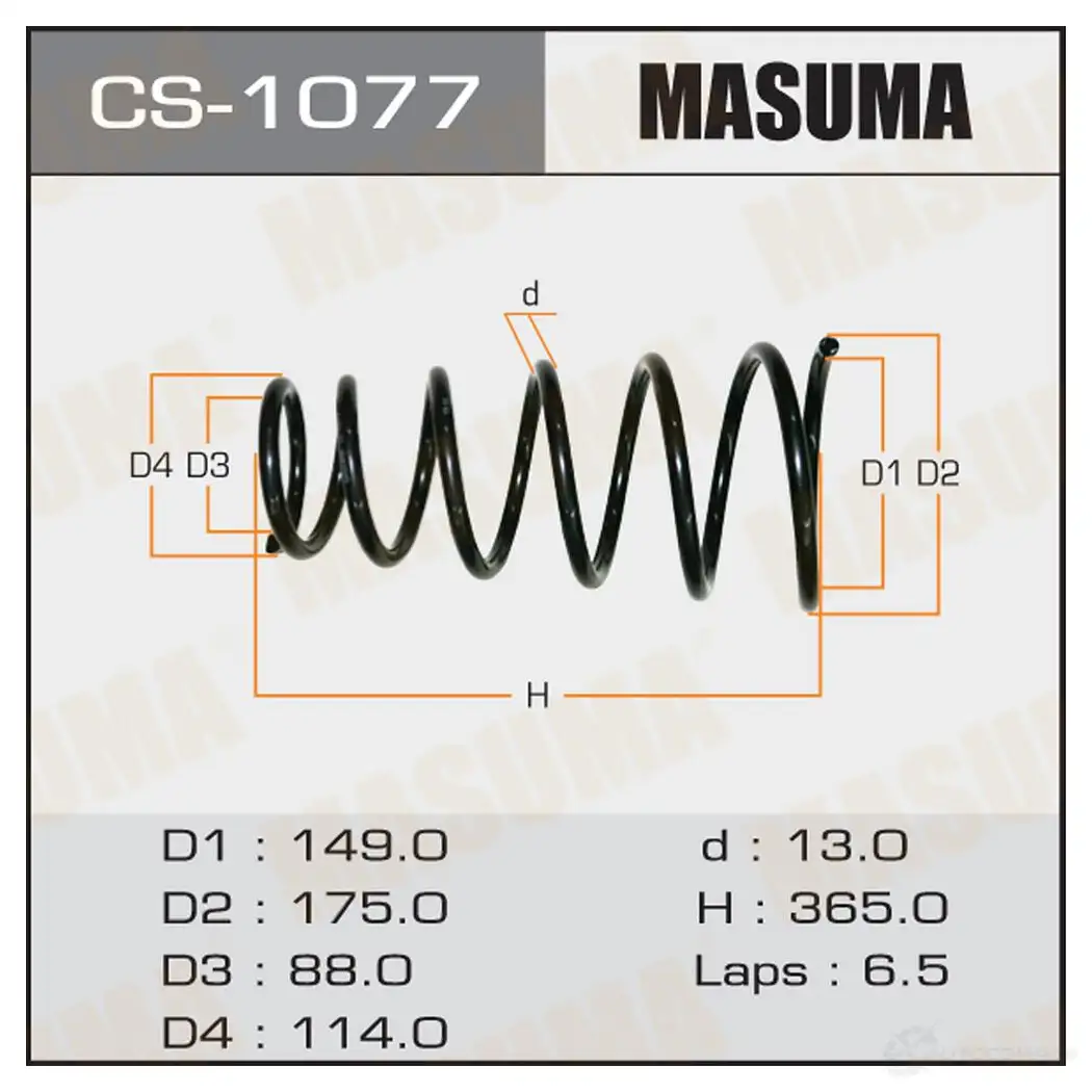 Пружина подвески MASUMA 19P4C F CS-1077 1422881504 изображение 0