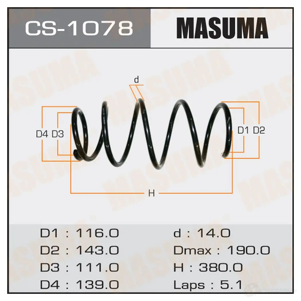 Пружина подвески MASUMA 1422881503 CS-1078 8 XC29 изображение 0