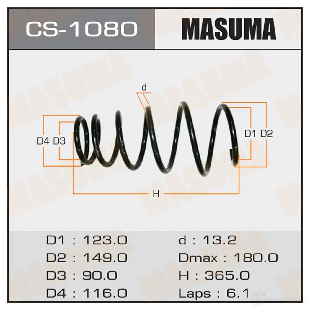 Пружина подвески MASUMA I2N X6BO 1422881501 CS-1080 изображение 0