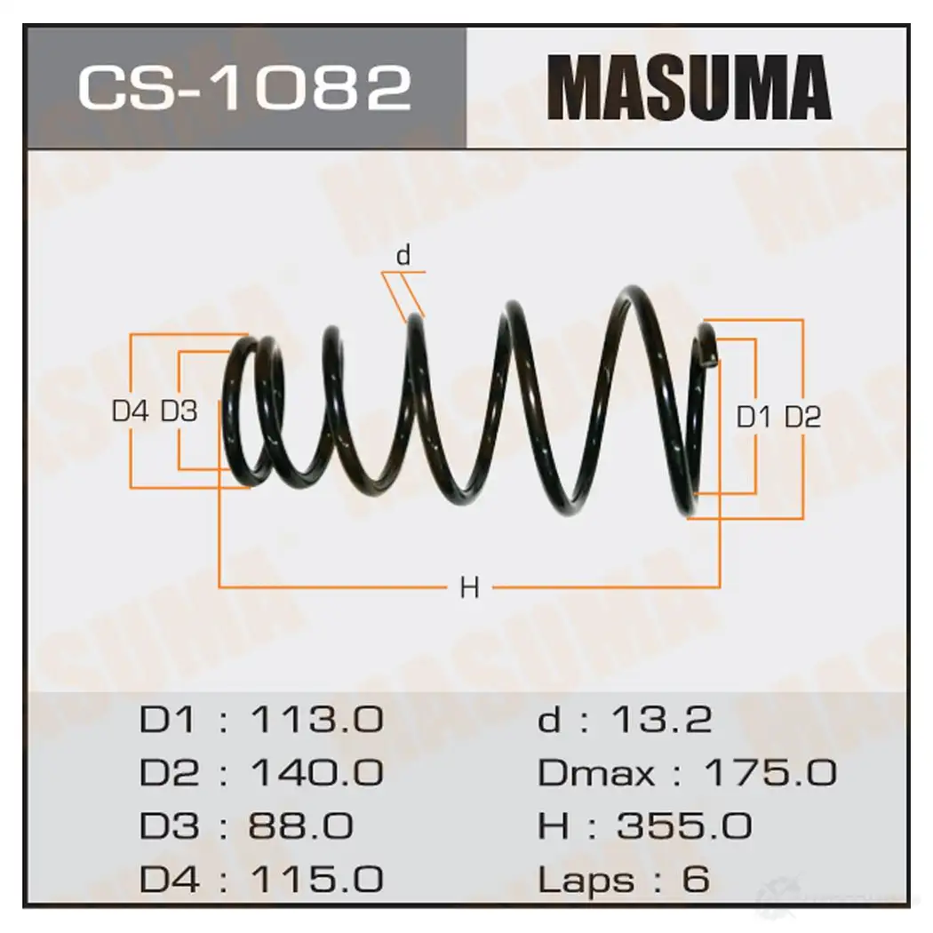 Пружина подвески MASUMA K7 58O 1422881499 CS-1082 изображение 0