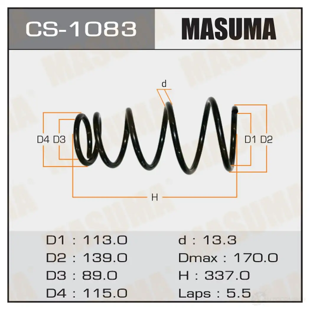 Пружина подвески MASUMA 1422881498 CS-1083 XBZ 2G
