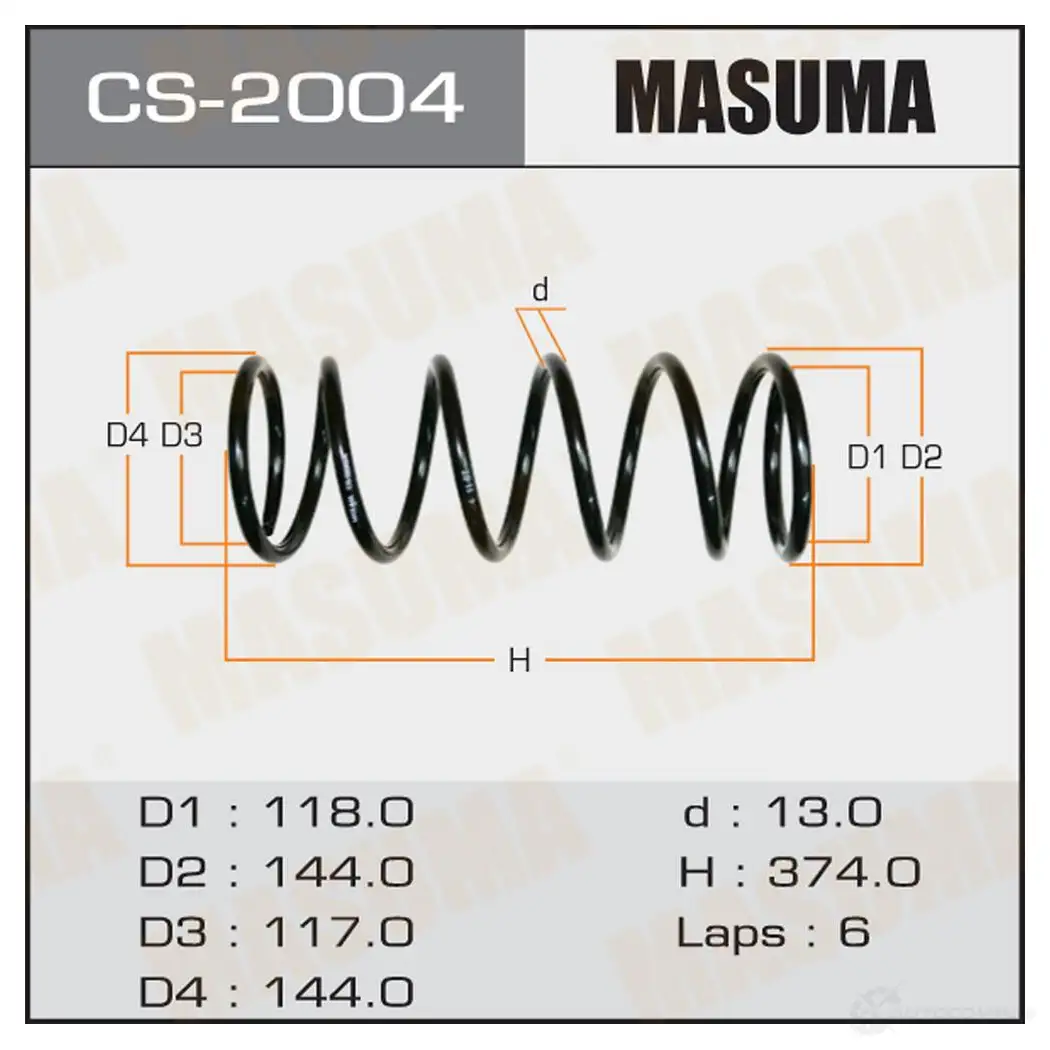 Пружина подвески MASUMA CS-2004 1422881273 S50C2 R5 изображение 0