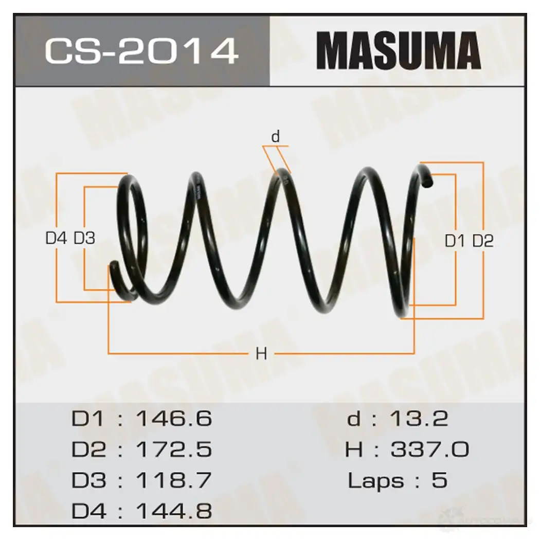 Пружина подвески MASUMA CS-2014 AXQ1 F 1422881268 изображение 0