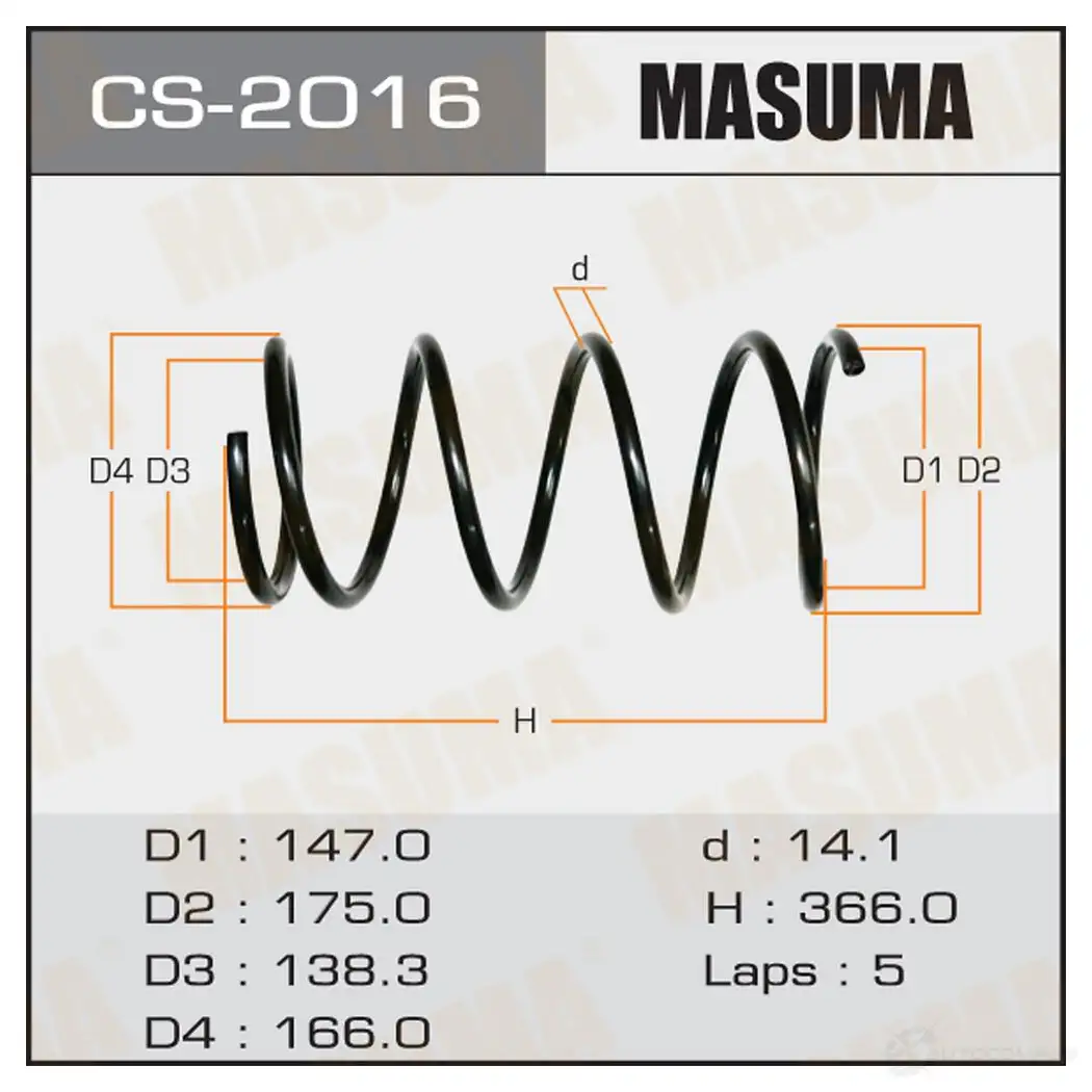 Пружина подвески MASUMA CS-2016 1422881530 D8UBQS N изображение 0