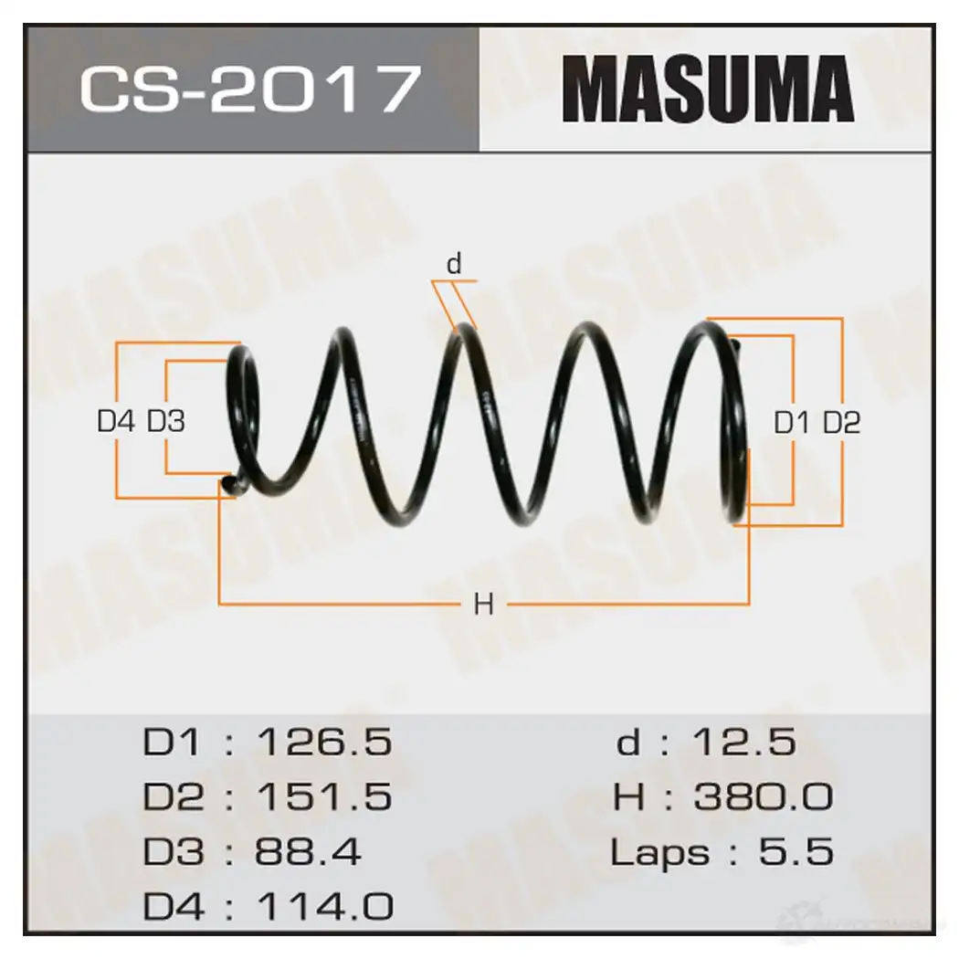 Пружина подвески MASUMA A 14G2R 1422881529 CS-2017