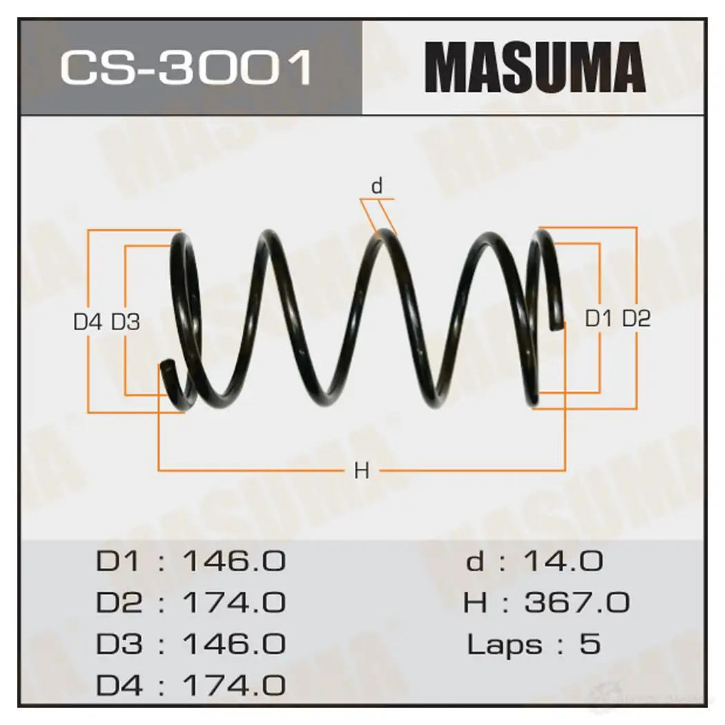 Пружина подвески MASUMA CS-3001 1422881518 DBI 41