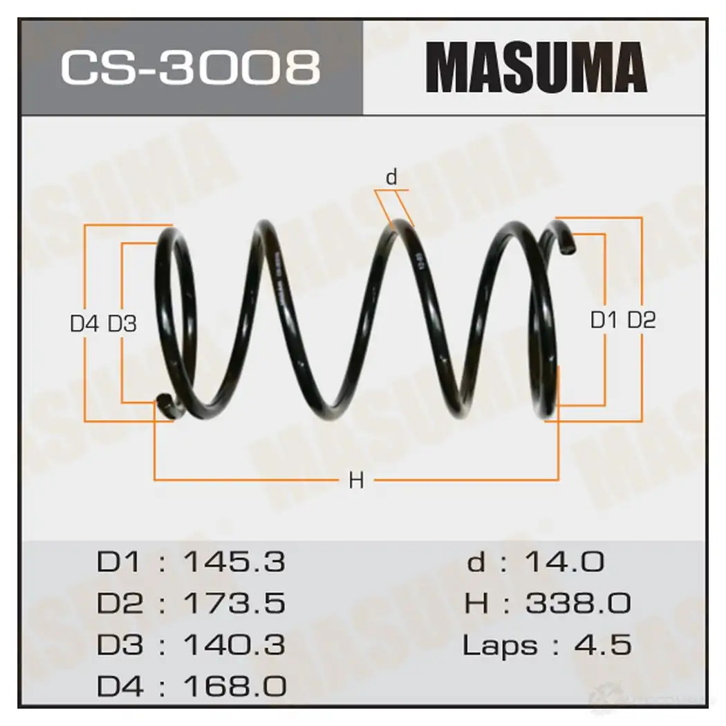 Пружина подвески MASUMA CS-3008 1422881265 9 UF1O98 изображение 0