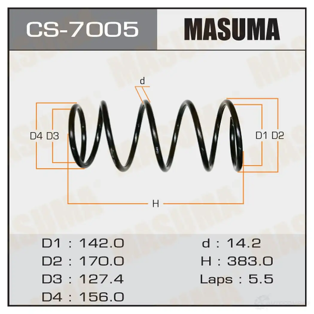 Пружина подвески MASUMA 1422878916 I DX70BW CS-7005 изображение 0