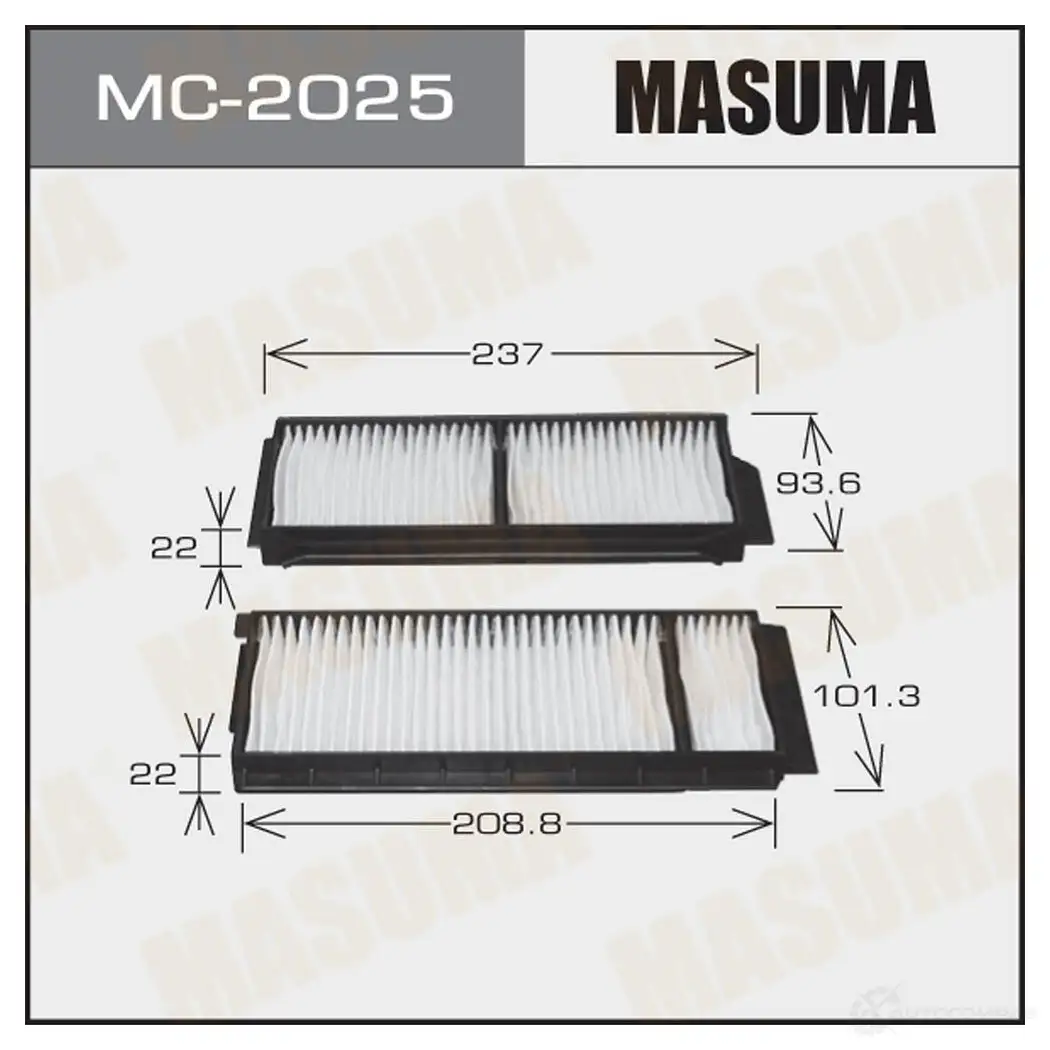 Фильтр салонный MASUMA 4560116763764 MC-2025 1422884264 0Y 7DHIR изображение 0