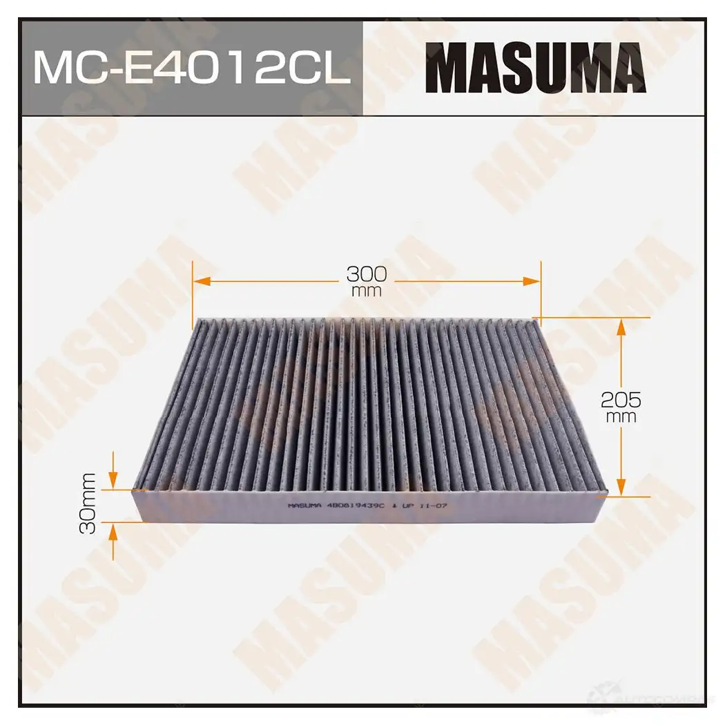 Фильтр салонный угольный MASUMA 4560116763788 MC-E4012CL 0G7 39 1422884292 изображение 0