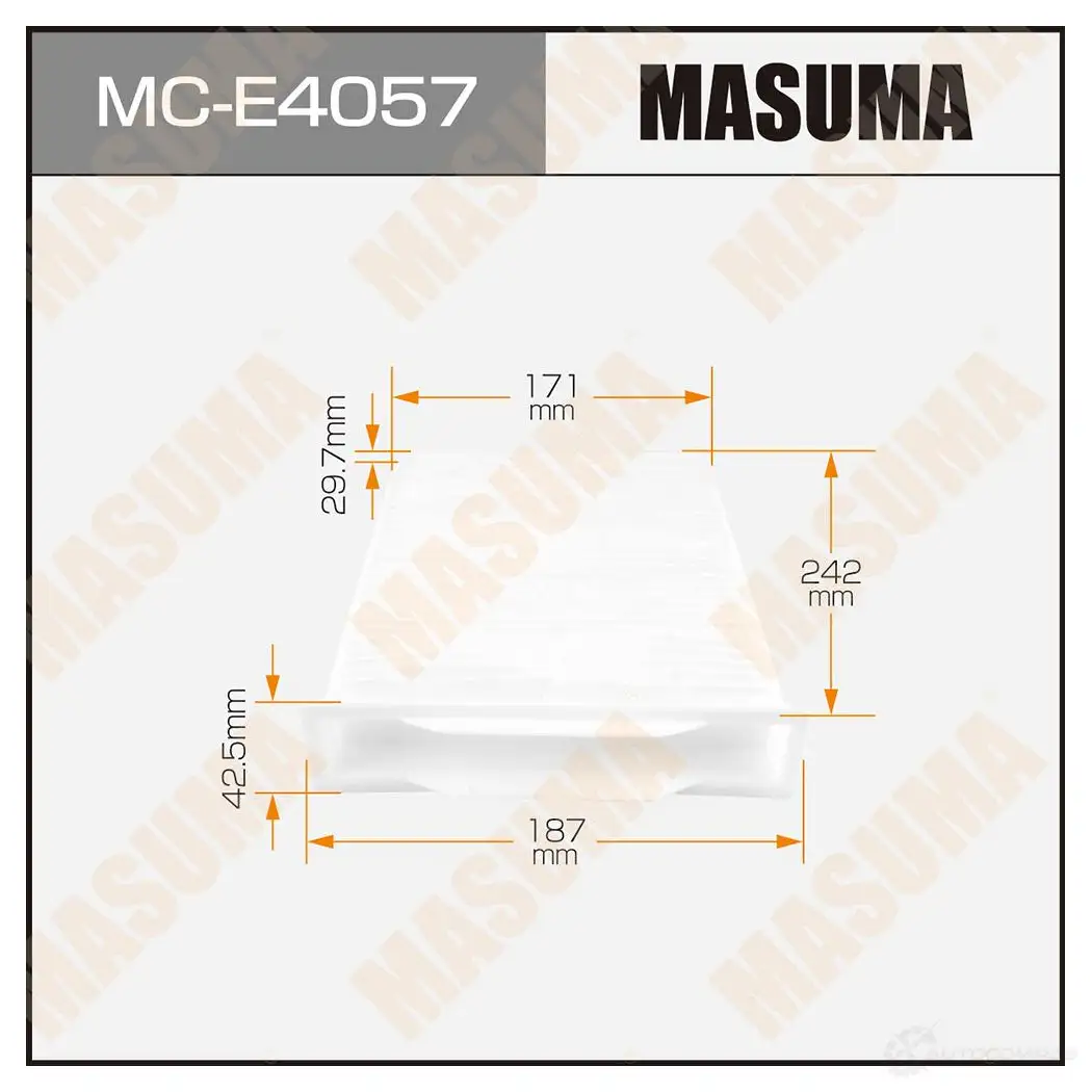 Фильтр салонный MASUMA 1422883921 0Z6RP SW MC-E4057 4560116764068 изображение 0