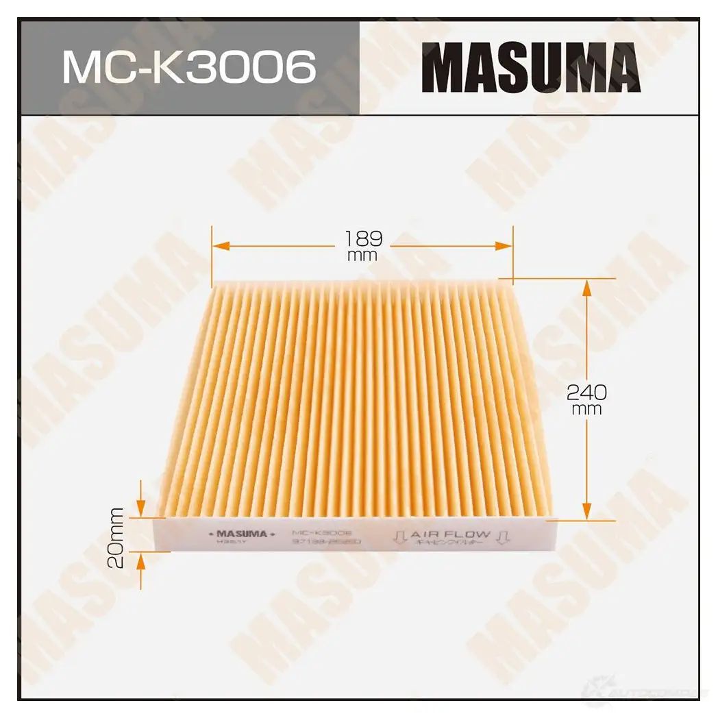 Фильтр салонный MASUMA MC-K3006 4560116764365 1420577471 I I0FA изображение 0