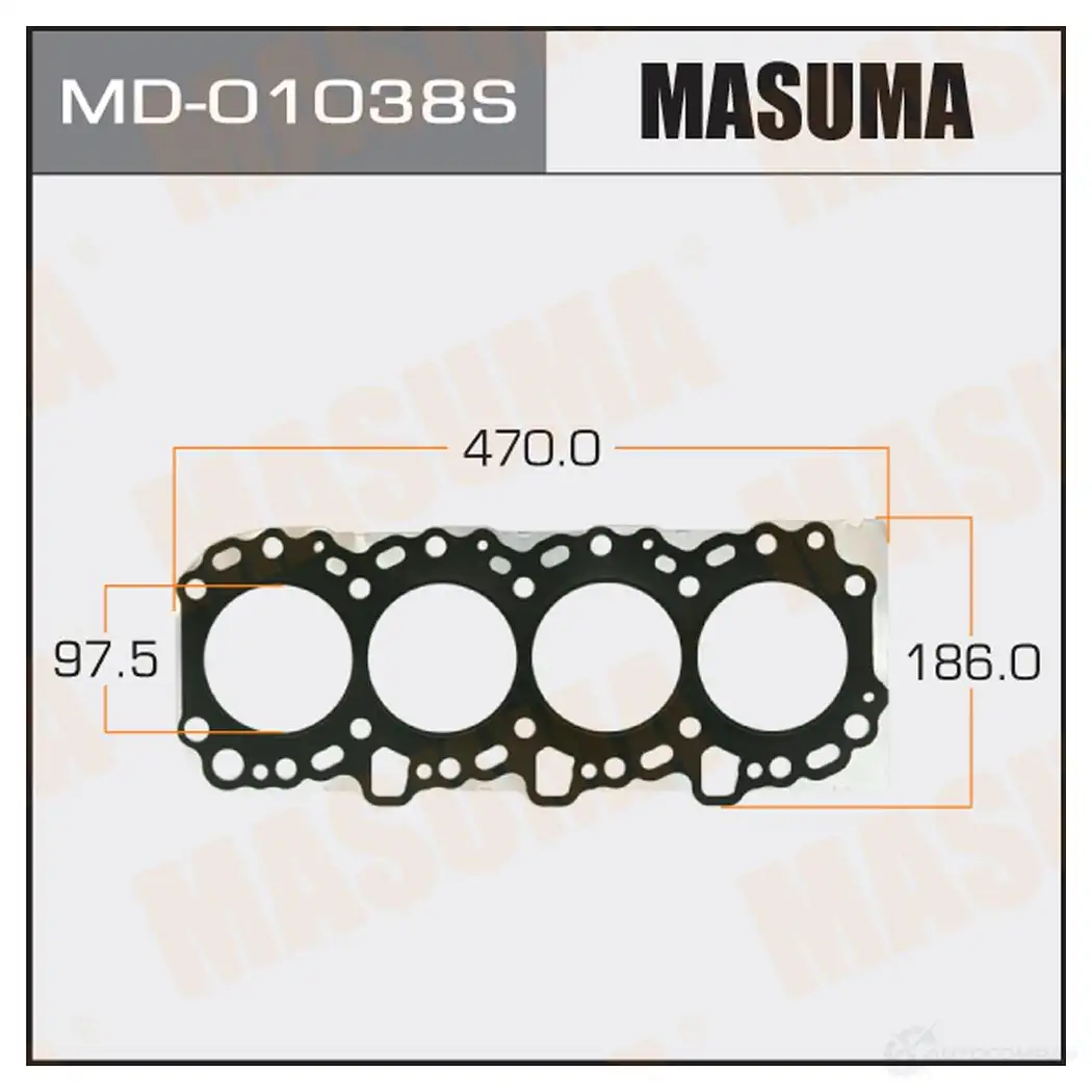 Прокладка ГБЦ толщина 0,75 мм MASUMA MD-01038S 9CVD M8X 1422887967 изображение 0