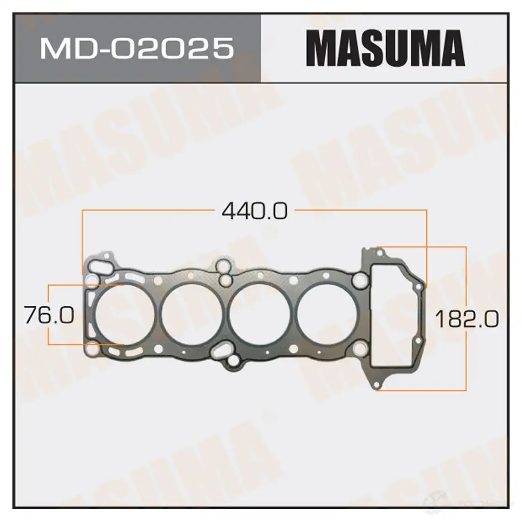 Прокладка ГБЦ (графит-эластомер) толщина 1,60 мм MASUMA R W4V9F7 1422888016 MD-02025