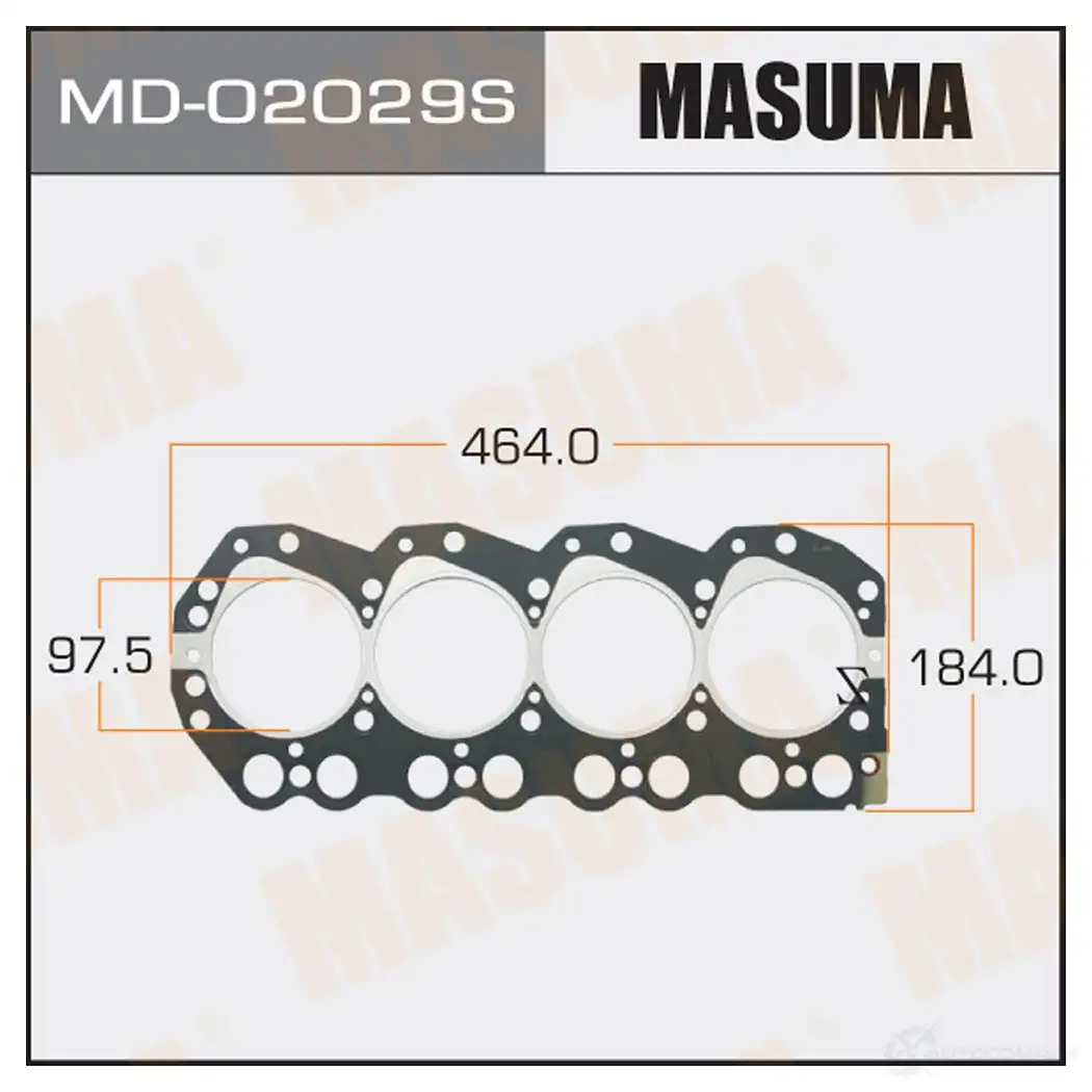 Пятислойная прокладка ГБЦ (металл-эластомер) толщина 1,36мм MASUMA MD-02029S 1422888013 WY0 SC