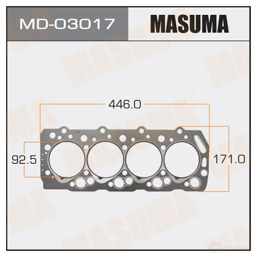 Прокладка ГБЦ (графит-эластомер) толщина 1,60 мм MASUMA EC LCN7 1422888042 MD-03017